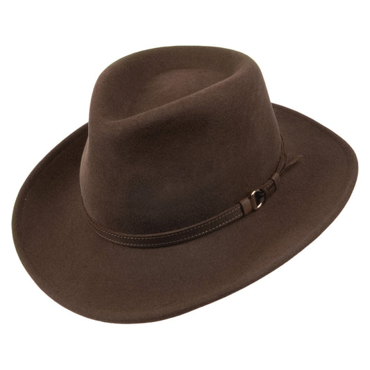Sombrero Outback plegable de lana de Olney - Marrón