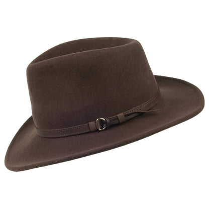 Sombrero Outback plegable de lana de Olney - Marrón