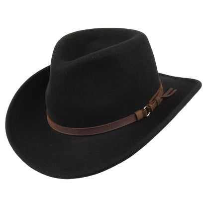 Sombrero Outback plegable de lana de Olney - Negro