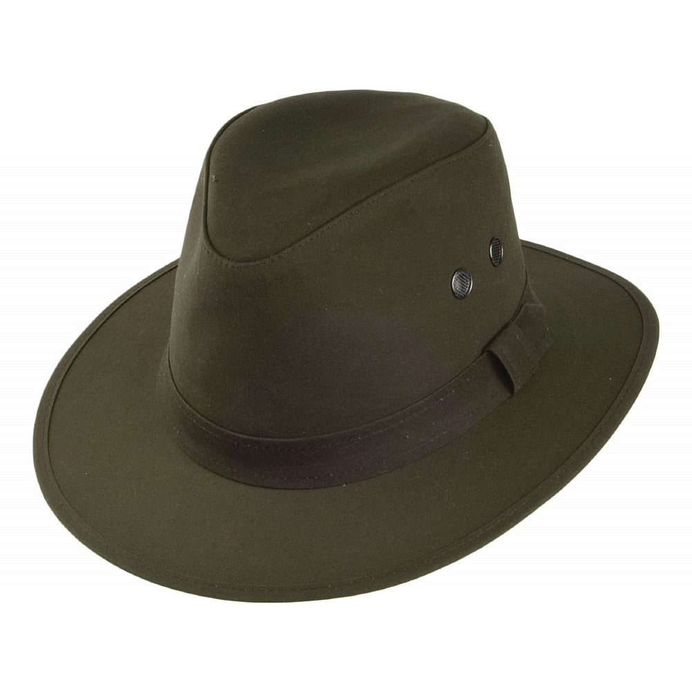 Sombrero Fedora Waxed Drifter repelente al agua de Failsworth - Verde Oliva