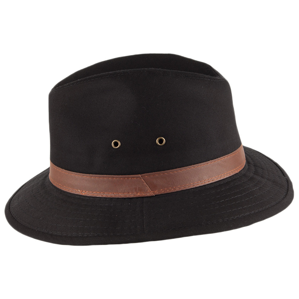 Sombrero Safari Resistente a lloviznas de algodón de Dorfman Pacific - Negro