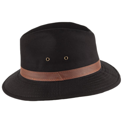Sombrero Safari Resistente a lloviznas de algodón de Dorfman Pacific - Negro
