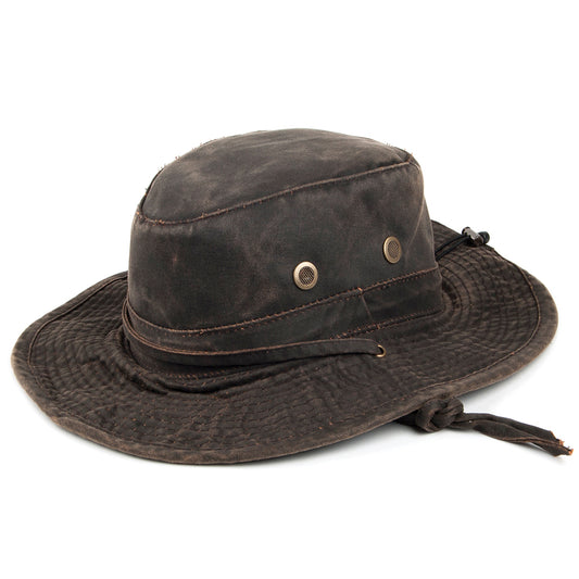 Sombrero Booney impermeable de algodón de Dorfman-Pacific - Marrón