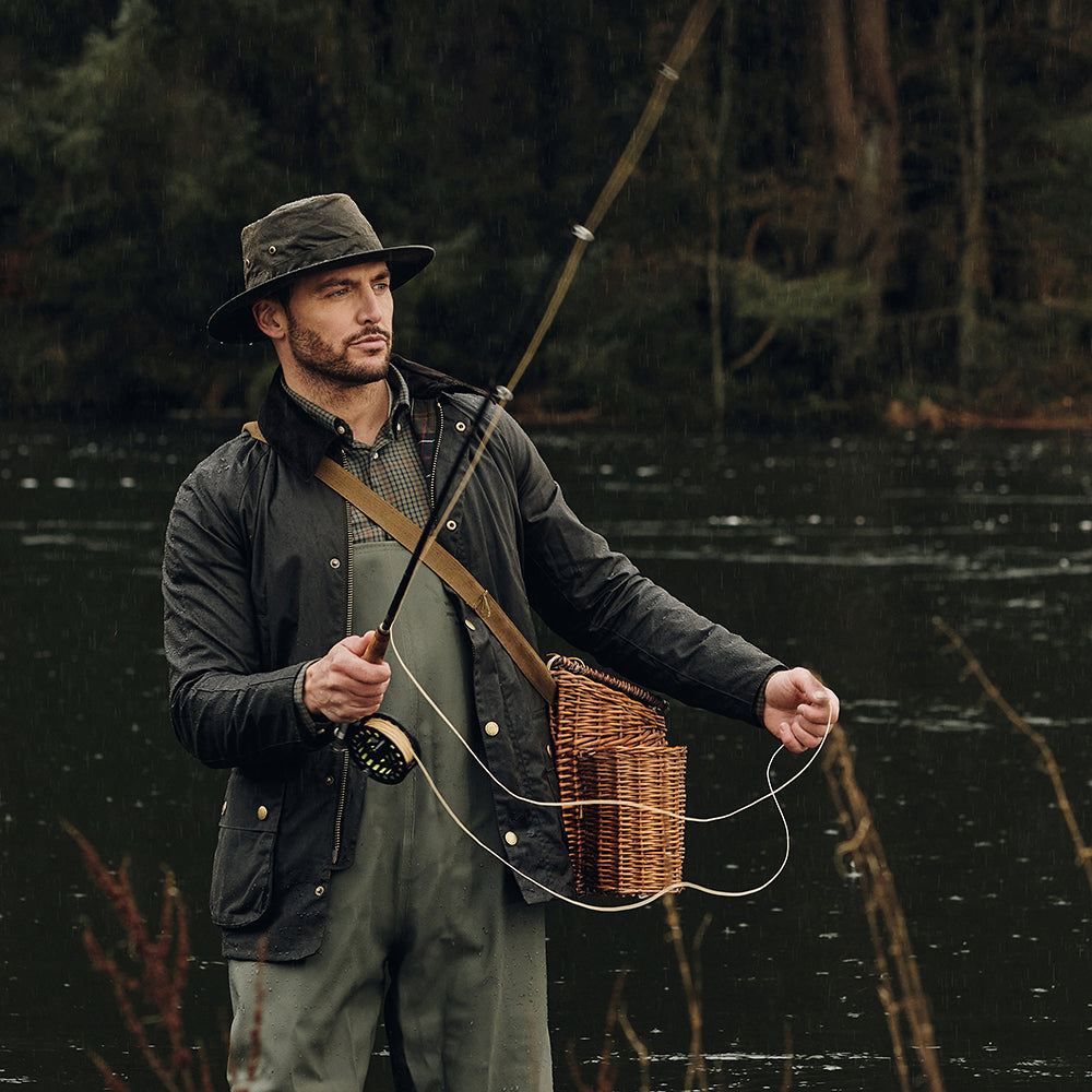 Sombrero Traveller de algodón encerado de Failsworth - Verde Oliva