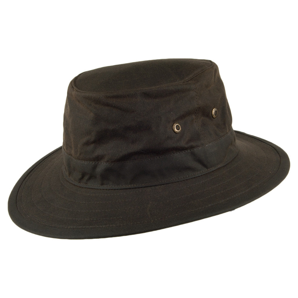 Sombrero Traveller de algodón encerado de Failsworth - Verde Oliva