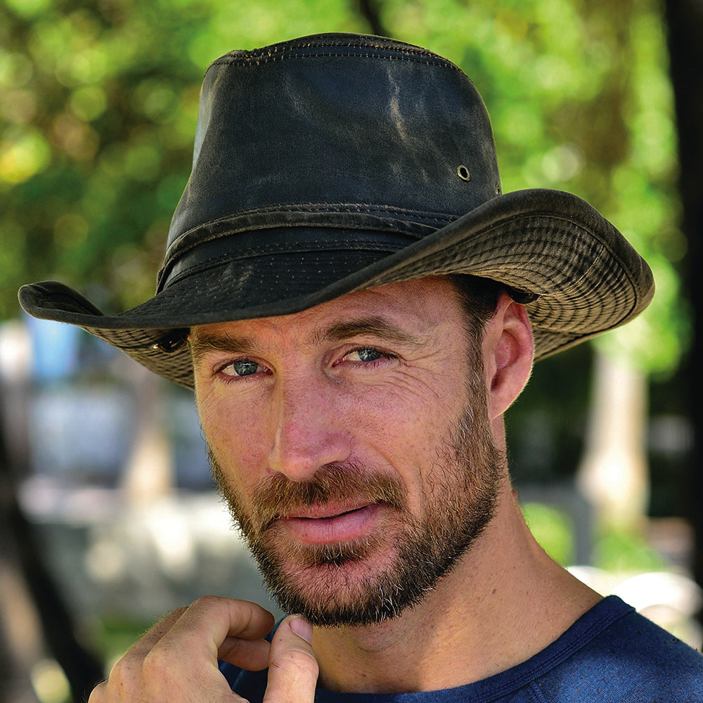 Sombrero Outback impermeable de algodón de Dorfman-Pacific - Marrón
