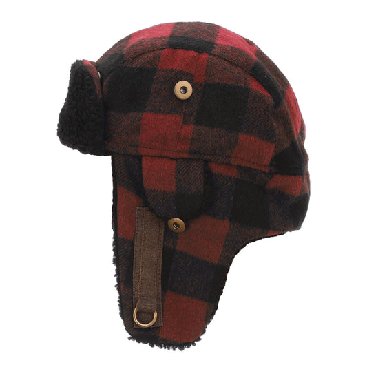Gorro Aviador Arctic Buffalo a cuadros de Dorfman Pacific - Rojo