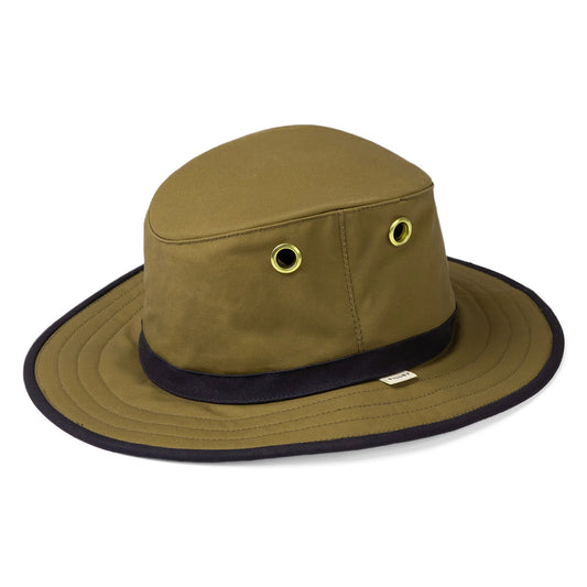 Sombrero Outback TWC7 de algodón encerado de Tilley - Beige Arena-Azul Marino