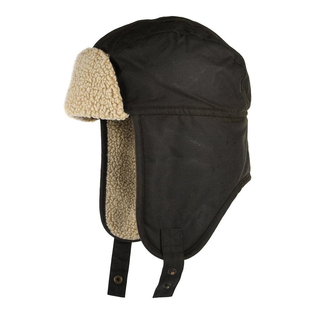 Gorro Aviador de algodón encerado de Failsworth - Verde Oliva