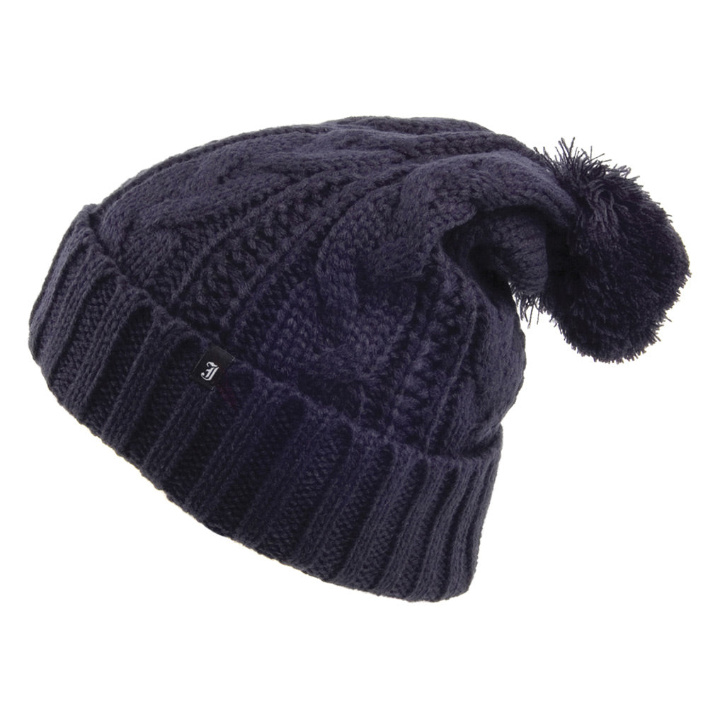 Gorro con pompón de punto cable de Jaxon & James - Azul Marino