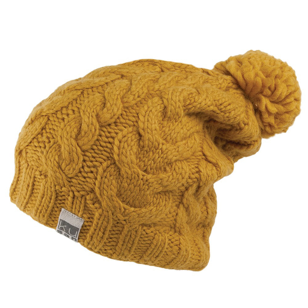 Gorro con pompón Oversized de Kusan - Mostaza