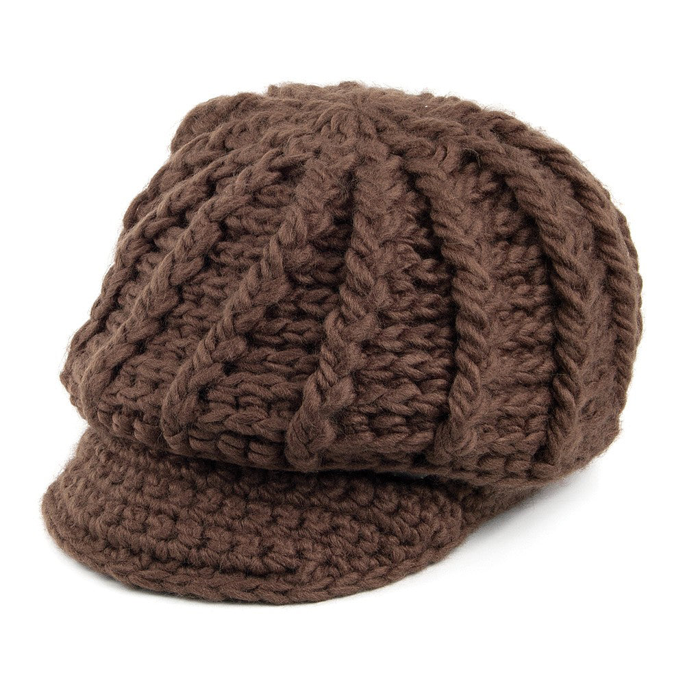 Gorro Beanie con visera Letizia Crochet de Scala - Chocolate