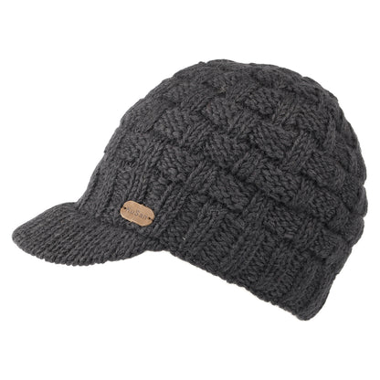 Gorro Beanie con visera Basket Weave de Kusan - Antracita