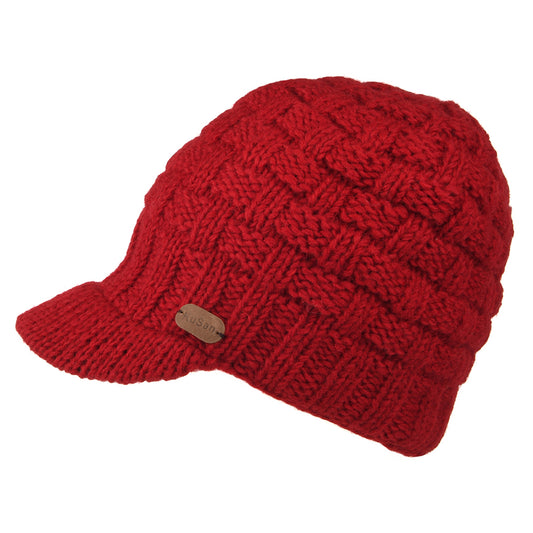 Gorro Beanie con visera Basket Weave de Kusan - Rojo