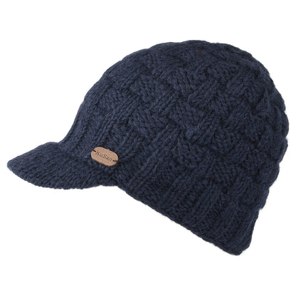Gorro Beanie con visera Basket Weave de Kusan - Azul Marino
