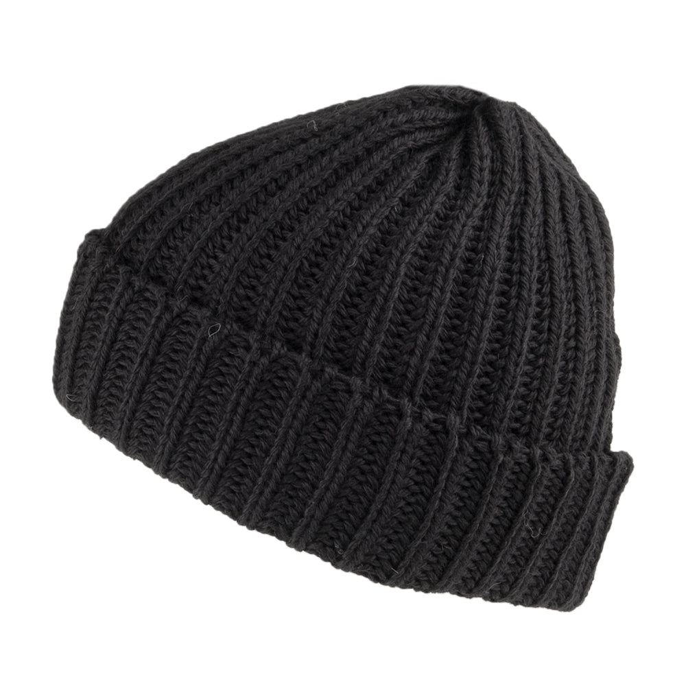 Gorro Beanie de pescador de lana Merino de Highland 2000 - Negro