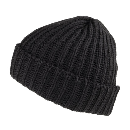 Gorro Beanie de pescador de lana Merino de Highland 2000 - Negro