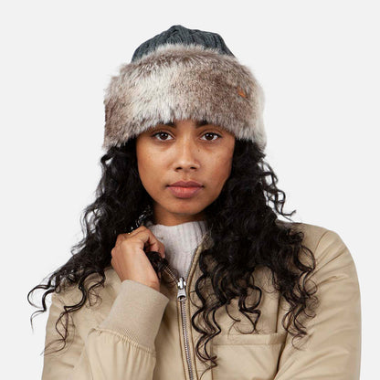 Gorro Beanie de piel sintética de punto cable de Barts - Antracita-Beige Arena