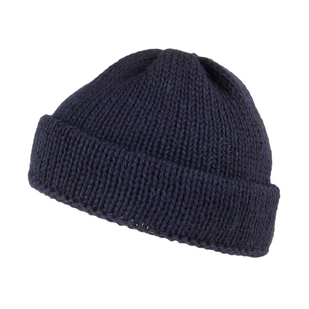 Gorro Beanie Short Fishermans de lana inglesa de Highland 2000 - Azul Marino