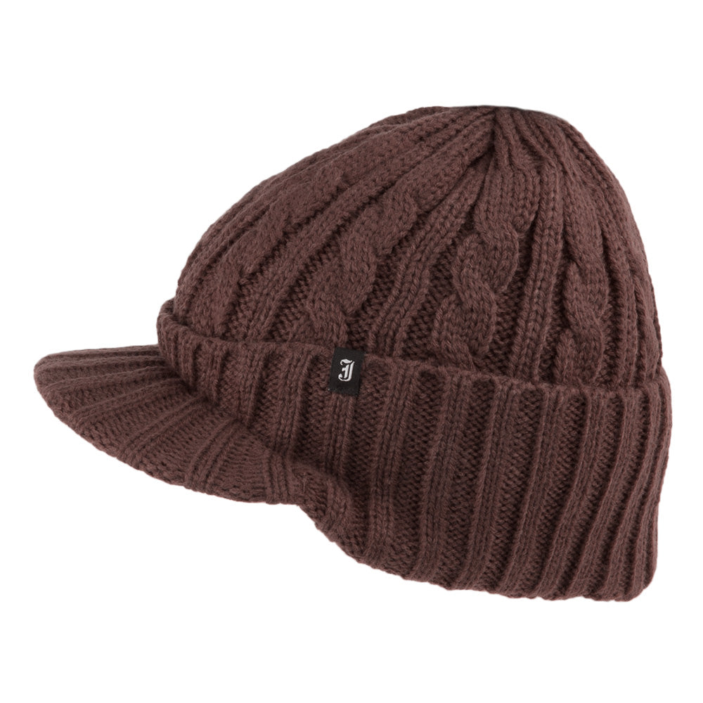 Gorro Beanie con pico de punto cable de Jaxon & James - Café