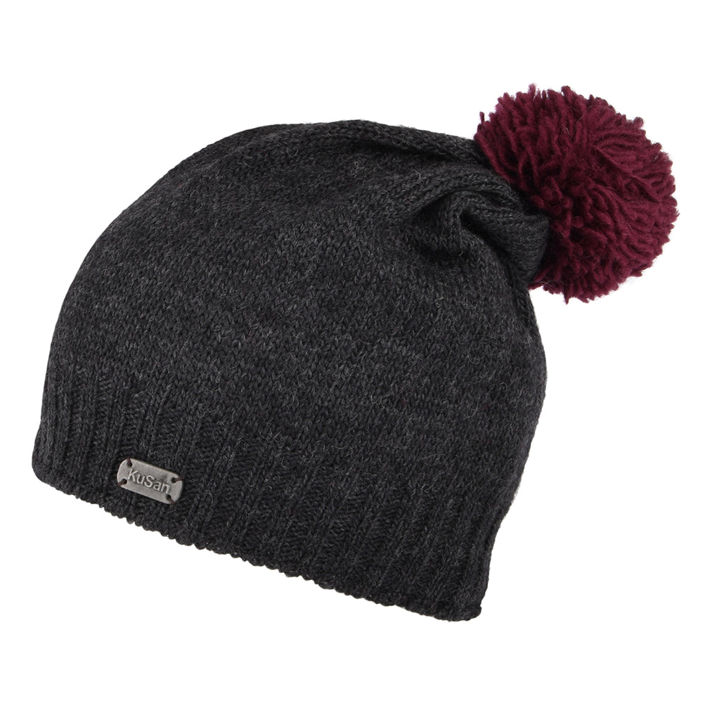 Gorro con pompón Contrast Pom holgado de Kusan - Antracita
