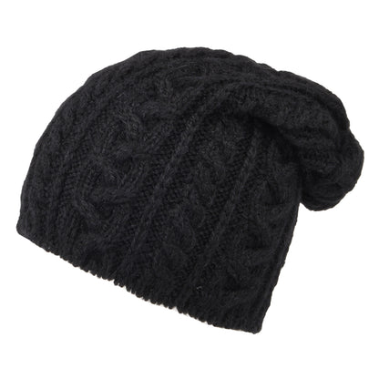 Gorro Beanie Super Soft Slouch Oversized de lana de alpaca de Highland 2000 - Negro