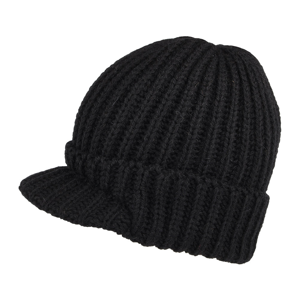 Gorro Beanie visera corta de lana inglesa de Highland 2000 - Negro