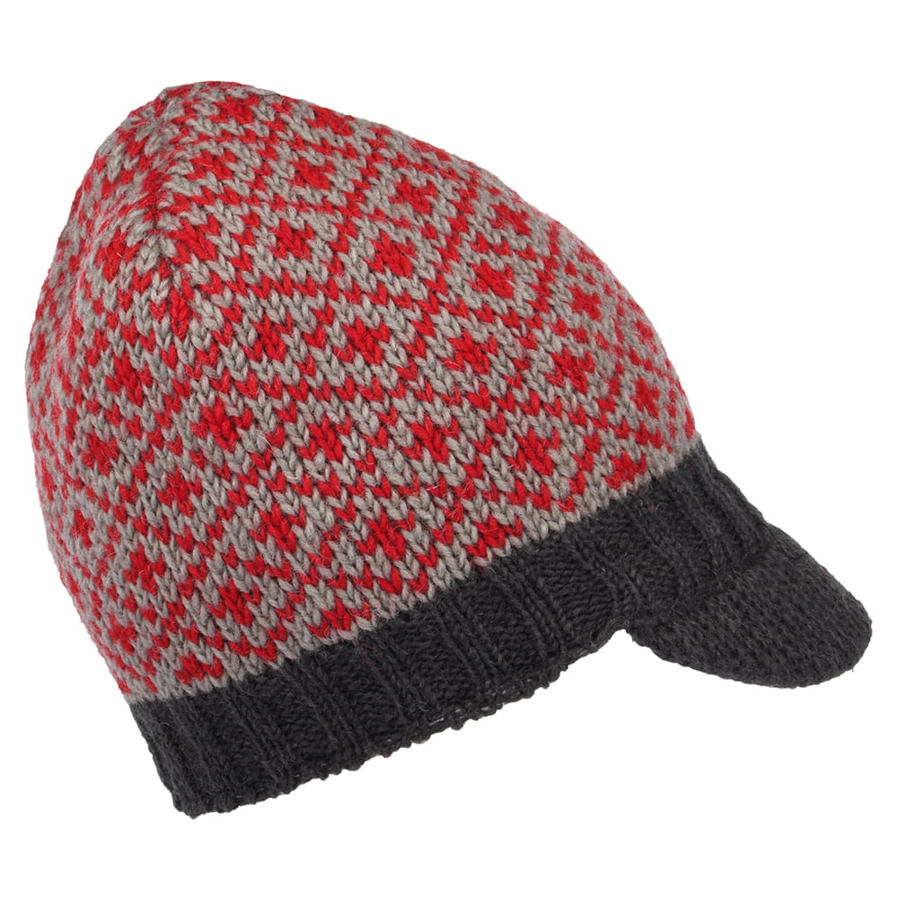 Gorro Beanie con visera Patterned de Kusan - Rojo