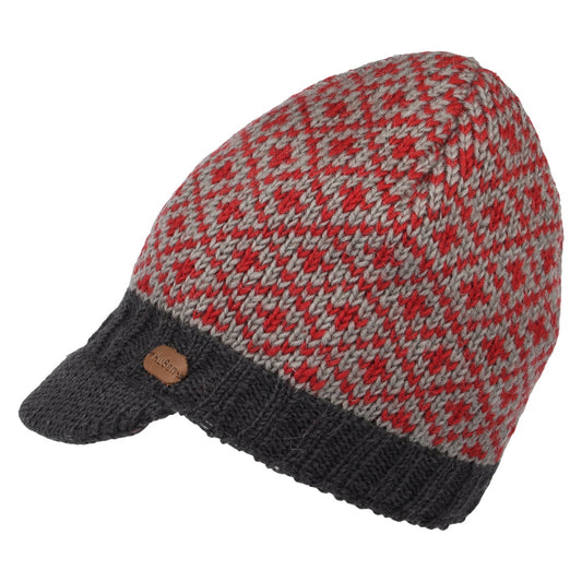Gorro Beanie con visera Patterned de Kusan - Rojo