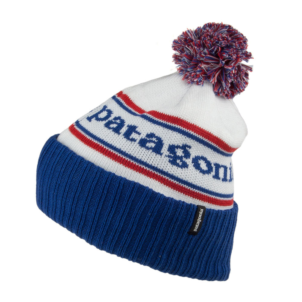 Gorro con pompón Park Stripe Powder Town de Patagonia - Blanco-Azul