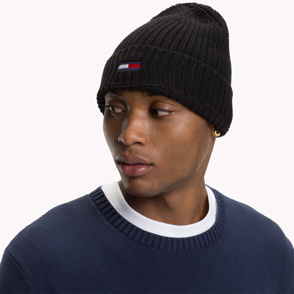 Gorro Beanie TJM Basic Rib de Tommy Hilfiger - Negro