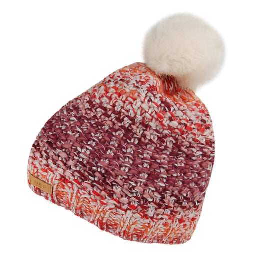 Gorro con pompón Flake pompón piel sintética de Barts - Granate-Crema