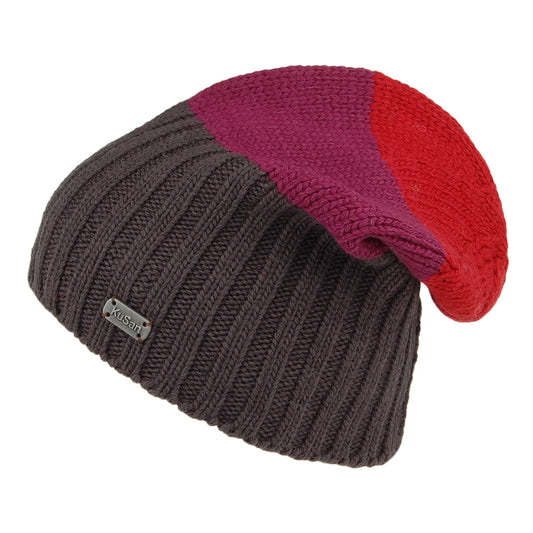 Gorro Beanie Flexible de merino de Kusan - Rojo-Morado