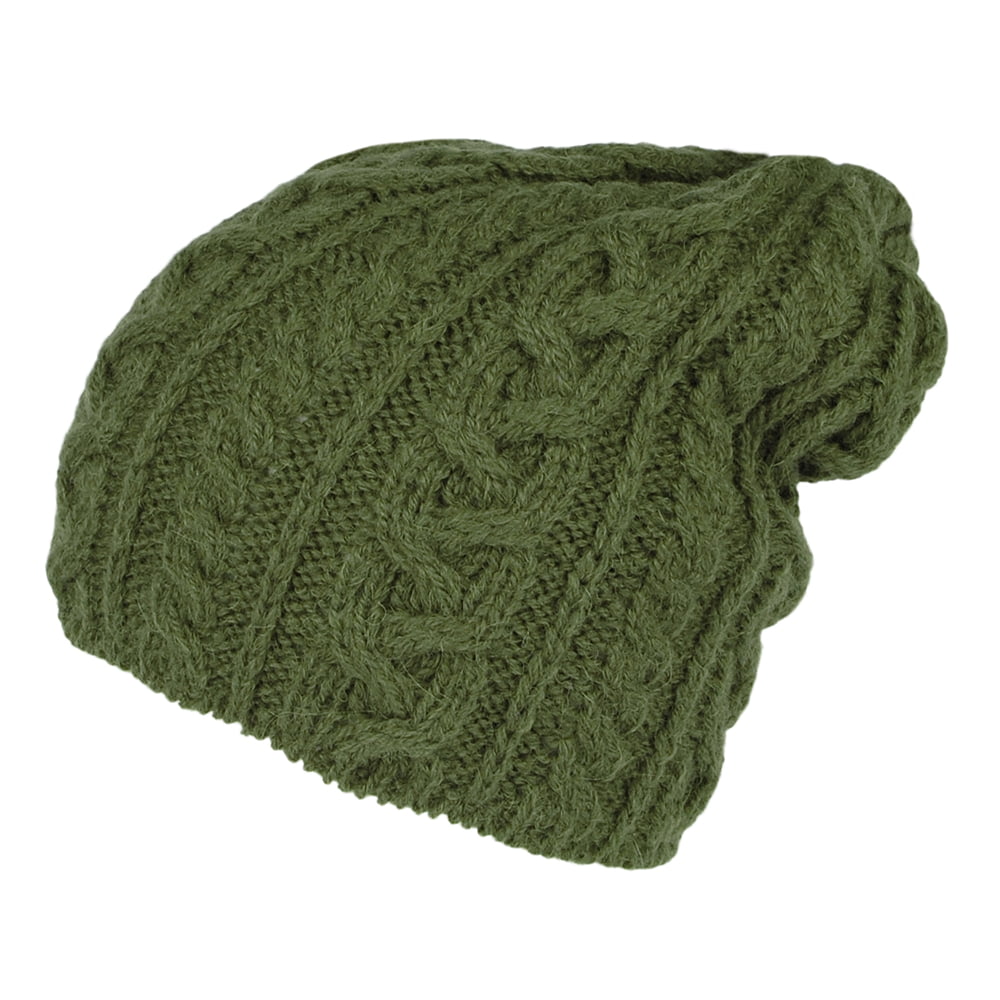 Gorro Beanie Super Soft Slouch Oversized de lana de alpaca de Highland 2000 - Verde Oliva