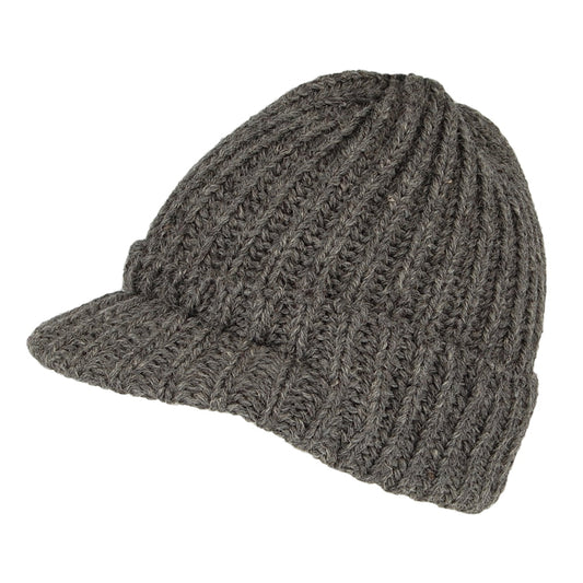 Gorro Beanie visera corta de lana inglesa de Highland 2000 - Antracita