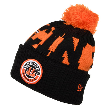 Gorro con pompón NFL On Field Sport Knit Cincinnati Bengals de New Era - Negro-Naranja
