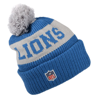 Gorro con pompón NFL On Field Sport Knit Detroit Lions de New Era - Azul-Gris