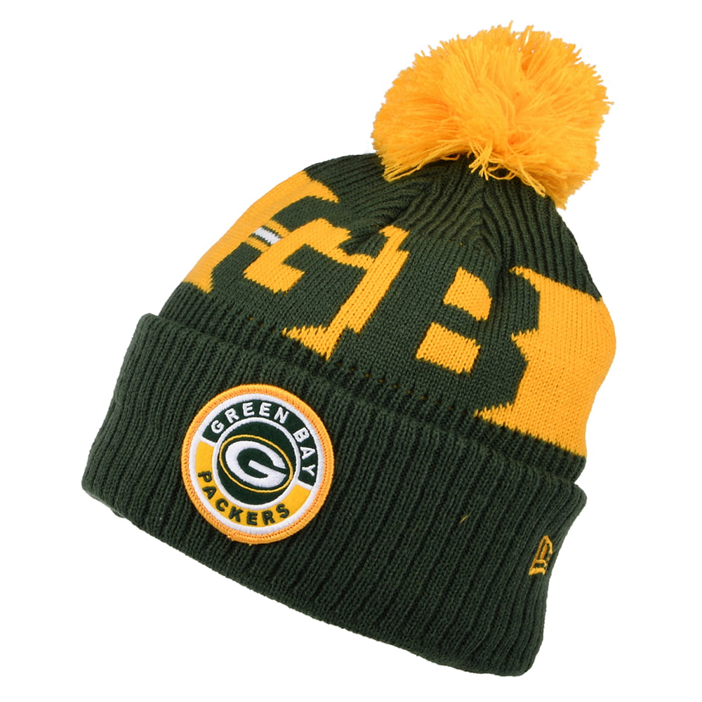 Gorro con pompón NFL On Field Sport Knit Green Bay Packers de New Era - Dorado