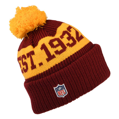 Gorro con pompón NFL On Field Sport Knit Washington Football Team de New Era - Burdeos-Amarillo