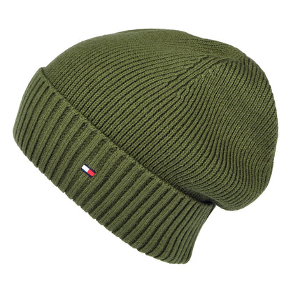 Gorro Beanie Essential Flag de algodón y cachemira de Tommy Hilfiger - Verde Militar