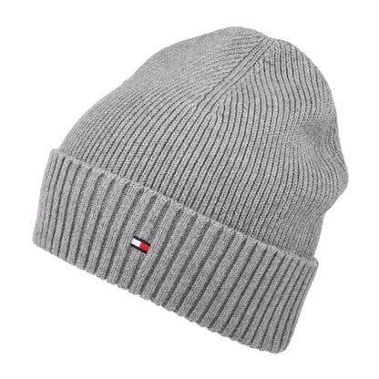 Gorro Beanie Essential Flag de algodón y cachemira de Tommy Hilfiger - Gris Jaspeado