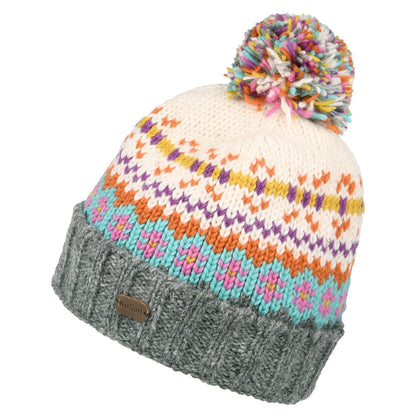 Gorro con pompón Mosaic Patrón temático de Kusan - Crema-Gris