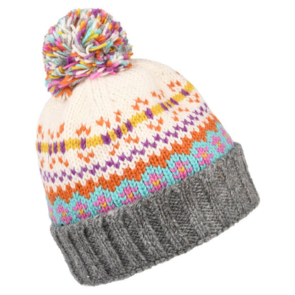 Gorro con pompón Mosaic Patrón temático de Kusan - Crema-Gris