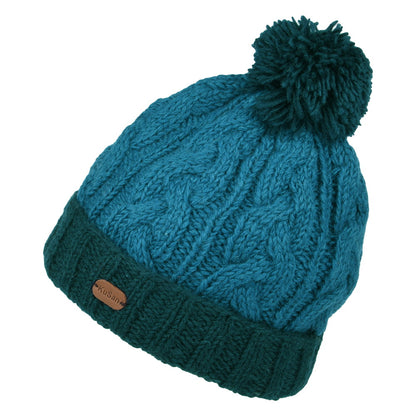 Gorro con pompón 2-Tone con vuelta de punto cable de Kusan - Azul