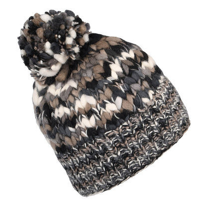 Gorro con pompón de hilo desigual de Kusan - Negro-Blanco