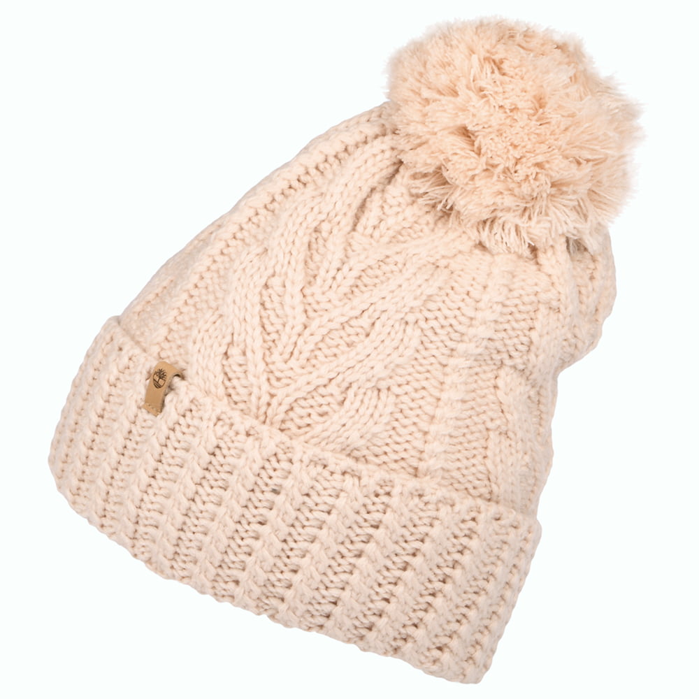 Gorro con pompón Premium de punto cable de Timberland - Rosa