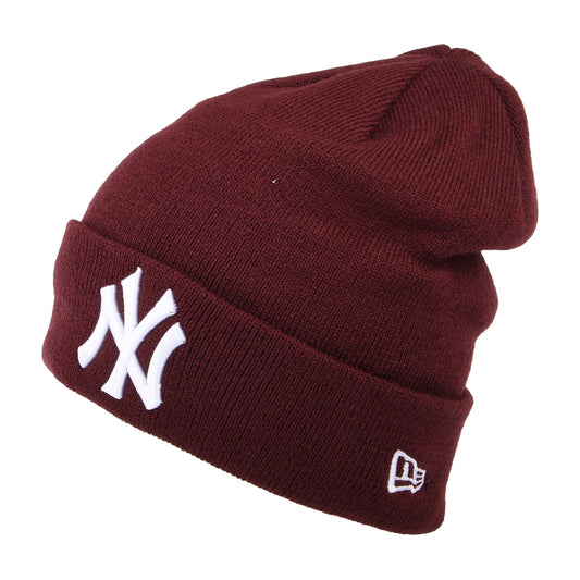 Gorro Beanie con vuelta MLB League Essential New York Yankees de New Era - Granate-Blanco