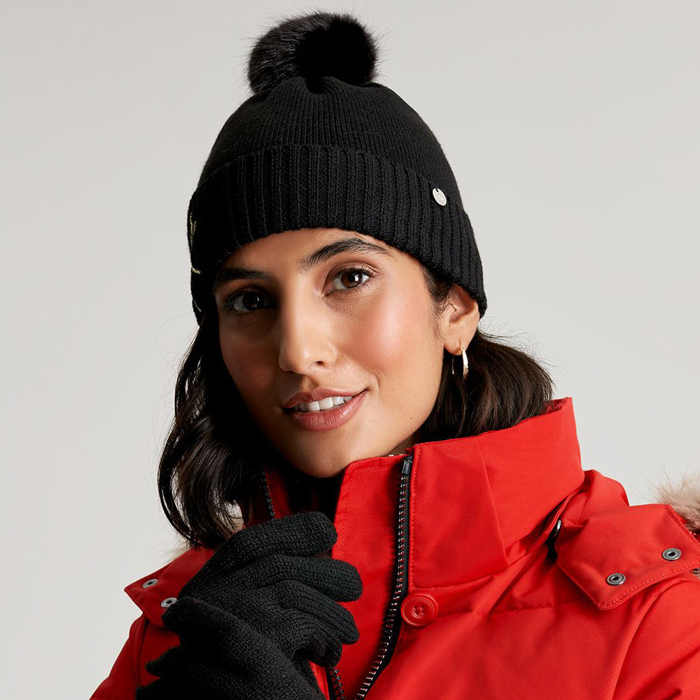 Gorro con pompón Stafford Dragonfly de Joules - Negro