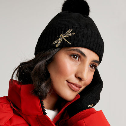 Gorro con pompón Stafford Dragonfly de Joules - Negro