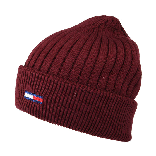 Gorro Beanie TJW Flag de canalé de Tommy Hilfiger - Burdeos